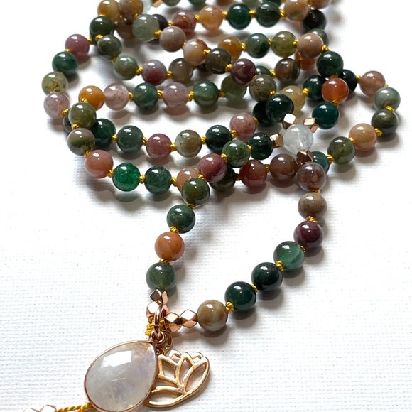 NEW Jasper Moonstone Meditation Necklace 108 - Picture 1 of 8